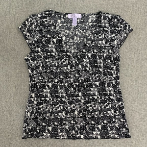 Nine‎ & Co by Nine West Lightweight Blouse White & Black Medium Mesh Material